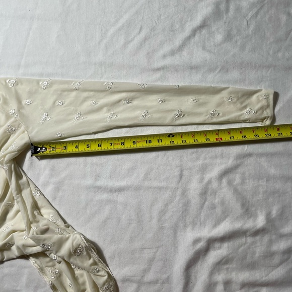 NWT Free People Ivory Mesh Make out  Bodysuit Women size M - Picture 8 of 9